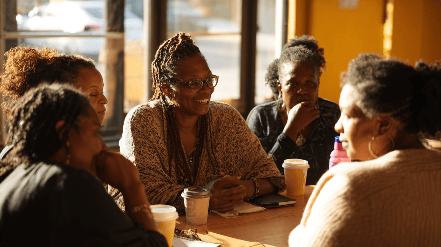 Diverse BIPOC people in gentle connection