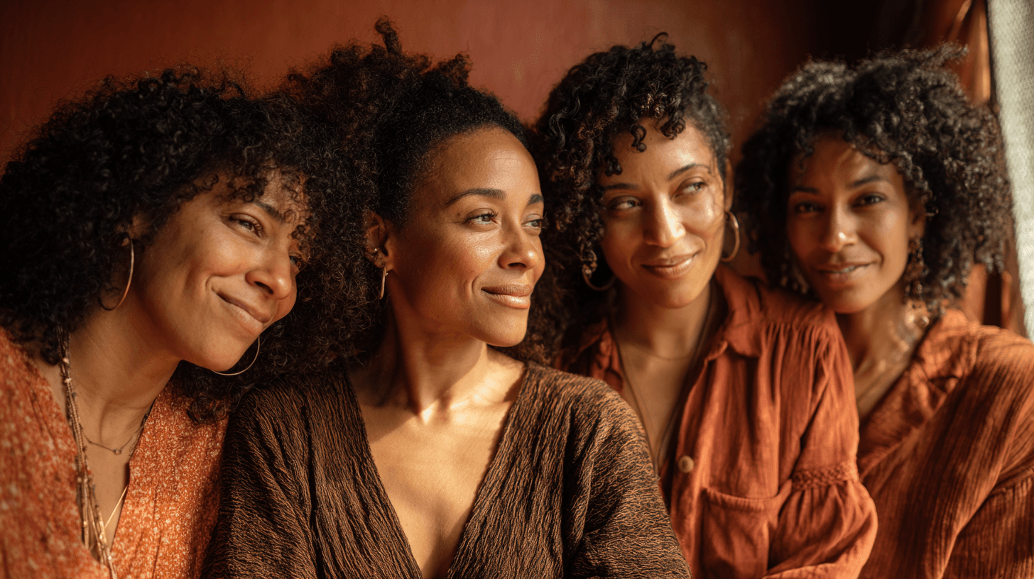 Diverse women with arms around each other