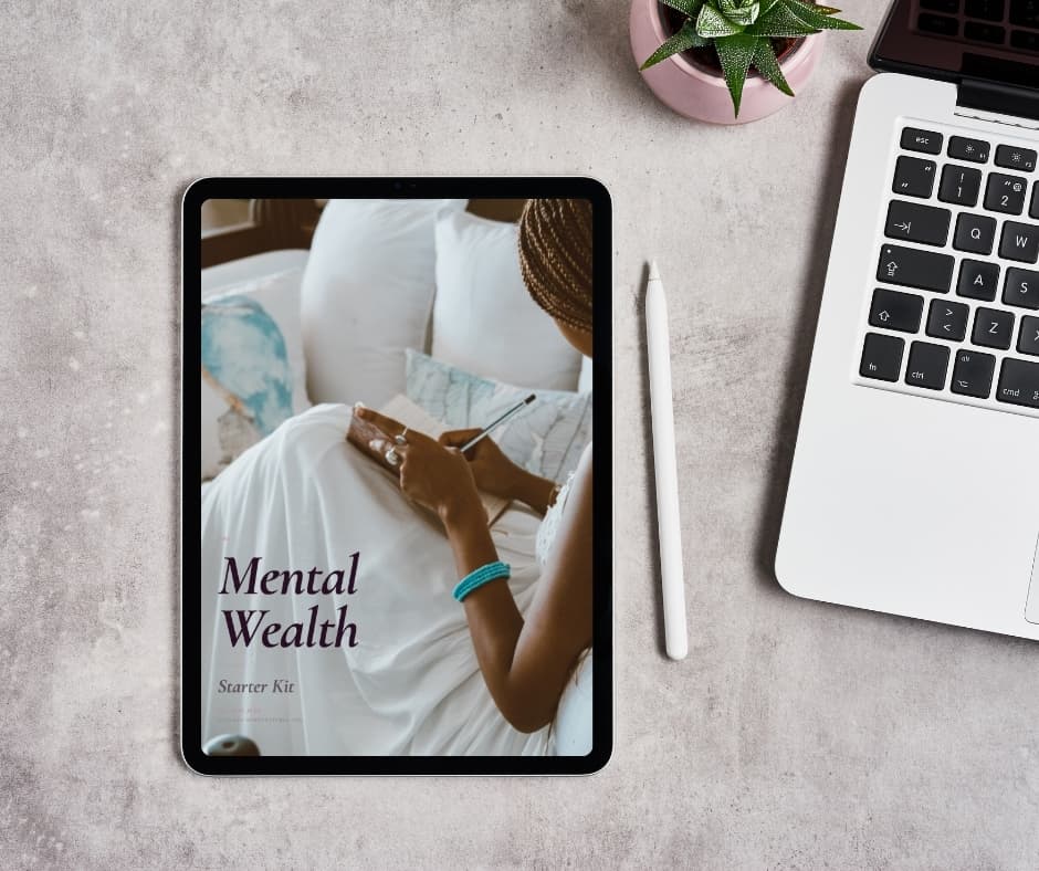 Mental Wealth Starter Kit workbook on a tablet